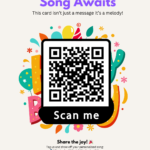 Back of birthday card with QR code to play the personalised song and social sharing details